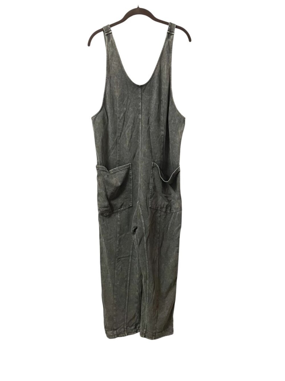 Acid Wash Overall Utility Jumpsuit Gray Size Medium